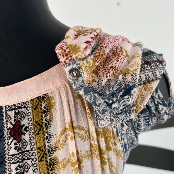 Free People baby doll dress Light and flowy Rayon cold shoulder Boho Oversize XS - Picture 4 of 8